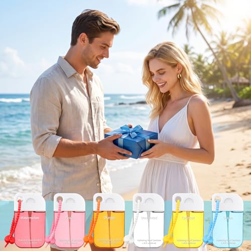 Frienda 12 Pcs Hydrating Hand Sanitizer Spray Scented Pocket Power Mist Hand Sanitizer Travel Size with Keychain Moisturizing Antibacterial Sanitizing Cleans Hands for Women(Exotic) - style: Exotic