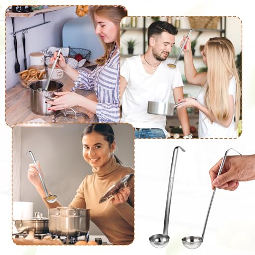 12 Pcs Stainless Steel Soup Ladle for Serving with Long Handles Portion Control Serving Spoons, Cooking Servings Ladle for Cooking Sauce Stews Kitchen Home(1 oz)