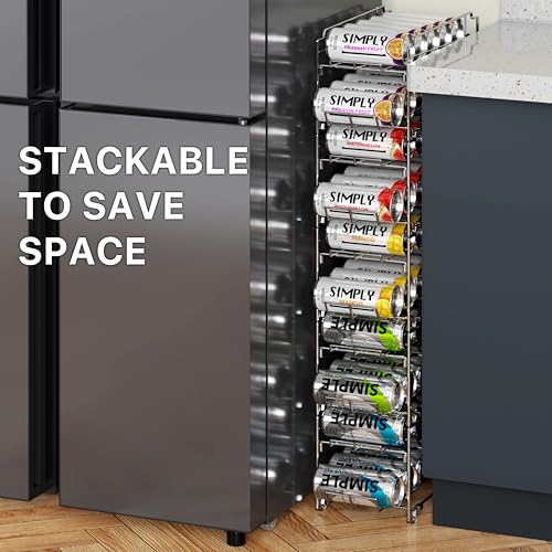 Simple Houseware 2PK Front Loading Tall Skinny Can Dispenser, Chrome - color: Chrome, size: Tall Can