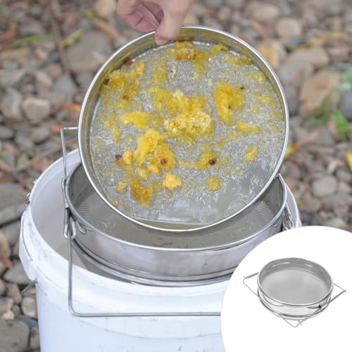 LIFKOME Stainless Steel Honey Filter Tool Double Layer Sturdy Beekeeping Equipment Metal Honey Strainer and Time Saving in Beekeeping