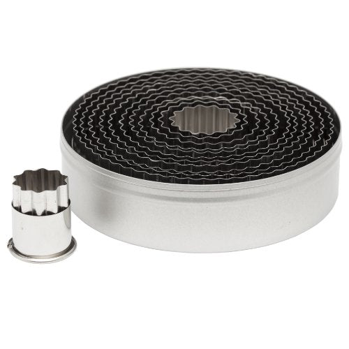 Ateco Fluted Edge Round Cutters in Graduated Sizes, Stainless Steel, 12 Pc Set - size: Fluted Edge, style: #5407 Round, 12 pcs