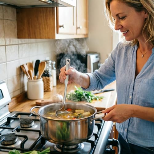 Ladle, 304 Stainless Steel Heavy Duty Soup Ladle with Pour Spout - 11.8 Inch, Dishwasher Safe Cooking & Serving for Soup,Stews,Canning (1 Pack)