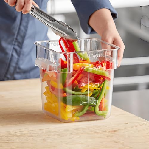 4 Pack 4QT Square Food Storage Containers with Lids | Clear NSF polycarbonate containers with scale, label and measuring cup, stackable for prep, storage, freezer. Dishwasher safe - color: 4Qt