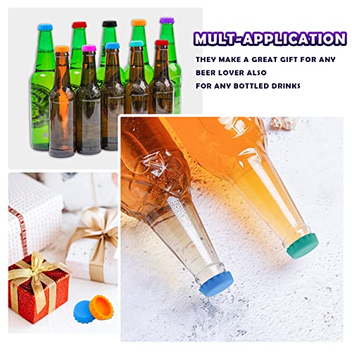 108 PCS Silicone Rubber Bottle Caps, LEEFONE 12 Colors Reusable Beer Caps for Home Brewing Beer, Soft Drink, Wine Bottle, Beer Bottle, Soda Bottles Kitchen Gadgets