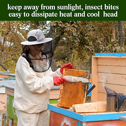 Mepase 8 Pcs Bee Keeper Hats with Netting Mosquito Head Bee Safari Fishing Sun Hat with Hidden Net Mash Mask Gardening for Outdoor Hiking Fishing Gardening Camping Beekeeping Men Women