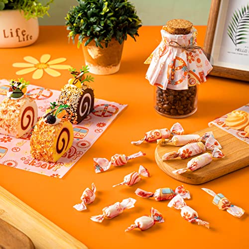 100 Pcs Hippie Wax Paper Sheets - Food Sandwich Wrap Paper Deli Wraps, Waterproof Oil-proof Picnic Basket Liners with Flower Pattern - color: Hippie