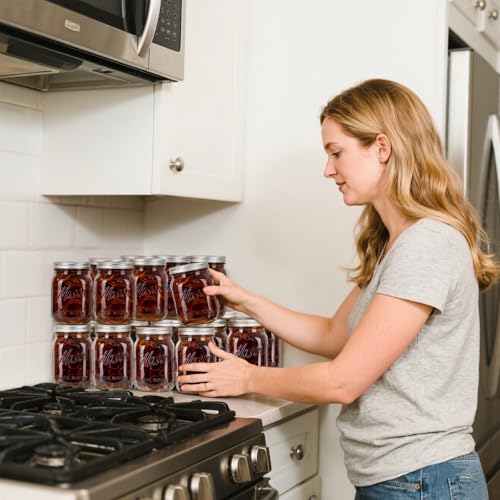 WELLIFE Amber Mason Jars, 6 Pack wide mouth mason jars for Pickling, Canning, Fermenting and Food Storage, Microwave Safe