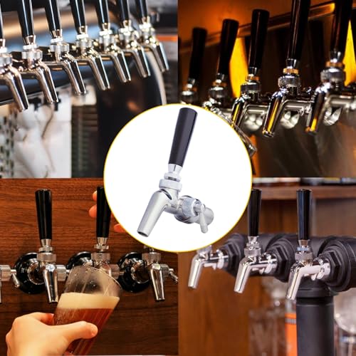 Beer Flow Control Tap, Stainless Steel Core, Adjustable Flow Control Tap for Home Brew or Commercial Keg, Forward Sealing with No Leaks