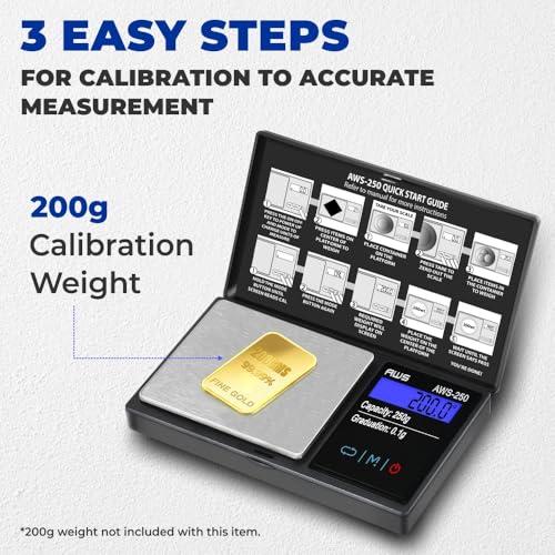 American Weigh Scales Series Digital Pocket Weight Scale Accurately Measures, Backlit LCD Display 250g x 0.1g, (Black), AWS-250-BLK - color: Black, size: 250g x 0.1g