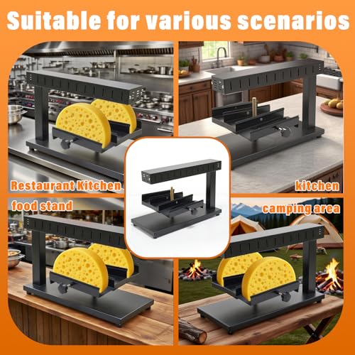 KOOTEN Raclette Cheese Melter Commercial Electric 2 Sink Cheese Wheel Maker Multi-Function Cheese Warmer Machine Height and Angle Adjustable(Dual Bracket)