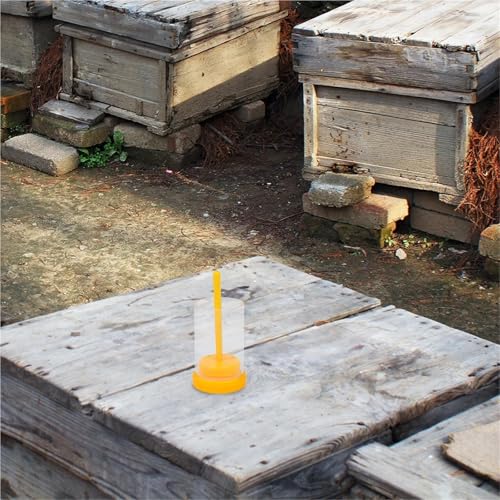 Bee Queen Marking Cage Bottle Box 10pcs Bee Queen Mark Bottle Plastic Marking Cage Yellow Long Plunger Easy Use Beekeeping Equipment Beekeeper Tools Queen Marker Cage