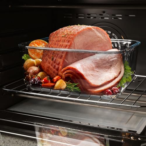 Extra Large Glass Storage Containers with Lids 200oz/6000ml/26cup | Silicone Mat Included | Borosilicate Glass | Airtight | Freezer Oven Dishwasher Safe | Rotisserie Chicken | XL Big Food Bowl - color: Light blue handle