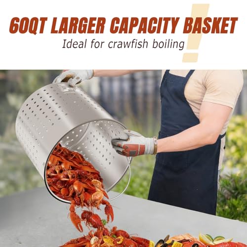 80QT Seafood Boil Pot with Detachable Paddle, Stainless Steel Stock Pot | Crawfish Boil Pot with 60QT Basket, Lid & Lifting Hook, Perfect for Outdoor Crab, Lobster & Shrimp Boils - style: 80QT+Mixing Paddle