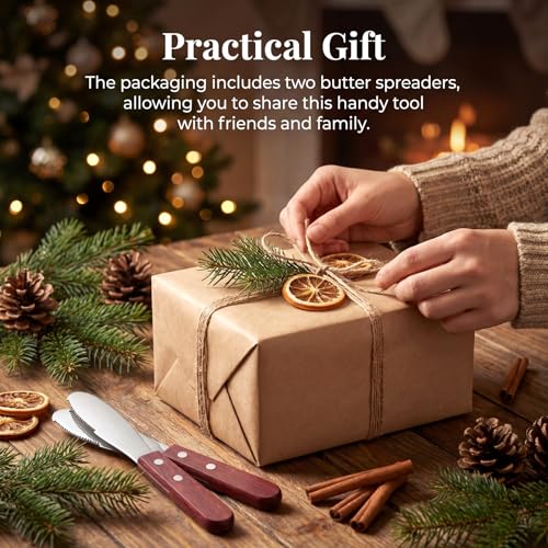 Butter Spreader Knife, 2 PCS Cheese Knives Stainless Steel Sandwich Knife Butter Knives Spreader Set with Wood Handle for Sandwich Cream Toast Appetizers Serving Party Supplies