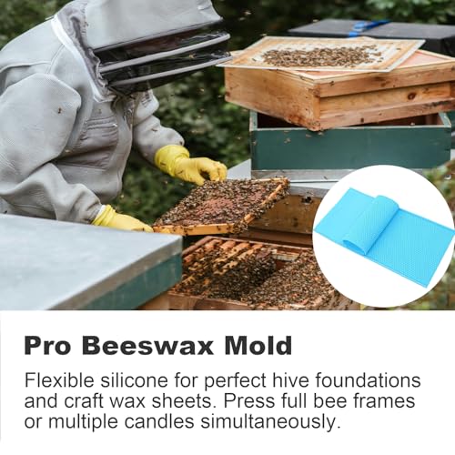 Silicone Beeswax Foundation Press Mold, 5.4mm Honeycomb 2 Sheets Non-Stick Reusable for Beekeeping and Candle Making Supplies - color: Blue