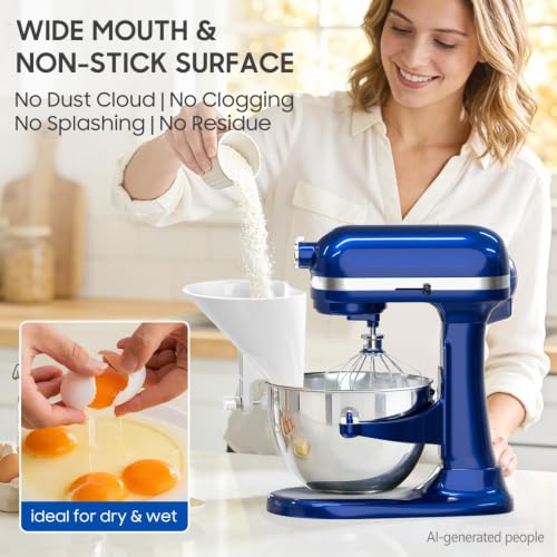 Kingofkings Flour Funnel for Kitchen Aid Mixer Accessories and Attachments | Black Stand Mixer Wide Pouring Chute fits KitchenAid Bowls, Pizza & Cake Prep, Baking Gift & Kitchen Gadgets, Patent Pending - color: Black