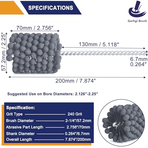 Garhgi 2-1/4 Inch (57.2mm) Ball Style Cylinder Honing Tool, 240 Grit SC | Silicon Carbide, Industrial Automotive Motor Engine Brake Rotor Cam Bearing Piston, Deglazing Crosshatching, Metal Cast Iron - size: 2.250"(57.2mm), style: 240 Grit