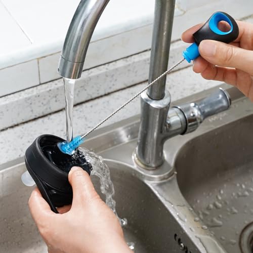MOSOLAN 2-in-1 Water Bottle Brush and Straw Cleaner Brush, Long Handle Scrub Brush with Replaceable Head for Water Bottles, Glasswares, Mugs, Flasks, Tumblers and Kitchen Sink, Breezy Blue, 1 Pack - color: Breezy Blue, size: 1 Count (Pack of 1)