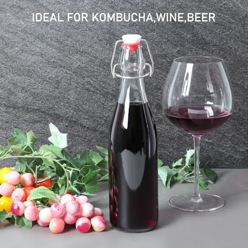 16 oz 10 Pack Swing Top Glass Bottles, Flip Top Brewing Bottle with Airtight Stopper Lids for Fermentation, Soda, Kombucha, Juice, Kefir, Wine