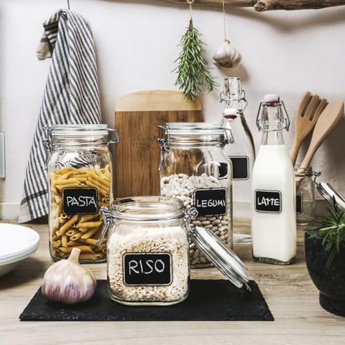 Bormioli Rocco Swing Chalkboard 33.75 oz. Square Swing-Top Bottle with Airtight Seal and Metal Clamp for Drinks, Juices, Wine, or Dressings, Single Bottle - size: 3.2 Ounces