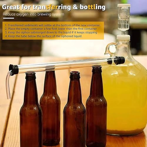 Home Brew Auto Siphon,Wine Transfer Filler Kit (Siphon Racking Cane &1.2M Hose & Clamps) for Beer Wine Bucket Carboy Bottle(Black) - color: Black