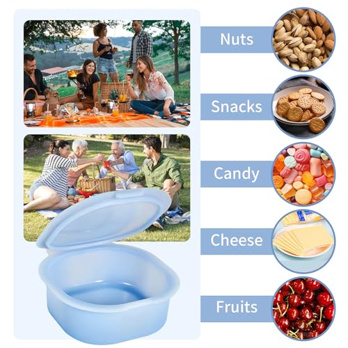 Silicone Cheese Container for Refrigerator, Blue Sliced Cheese Container Holder Cheese Storage Keeper for fridge, Snack Food Storage Container Box, 7oz Bowl with Lid Stackable Dishwash-safe