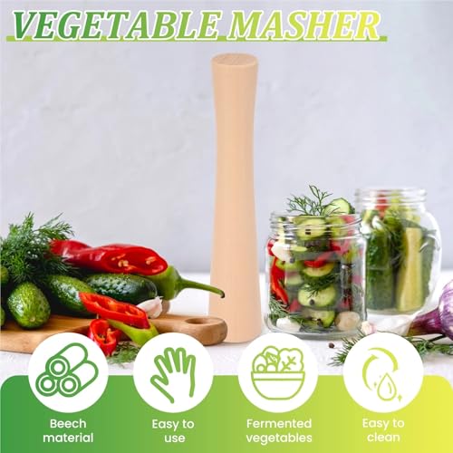 2Pcs Sauerkraut Pounder for Mason Jars Wooden Vegetable Fermentation Tamper Uniform Grinding Cabbage Sauerkraut Pounder Kitchen Fermenting Food Tools