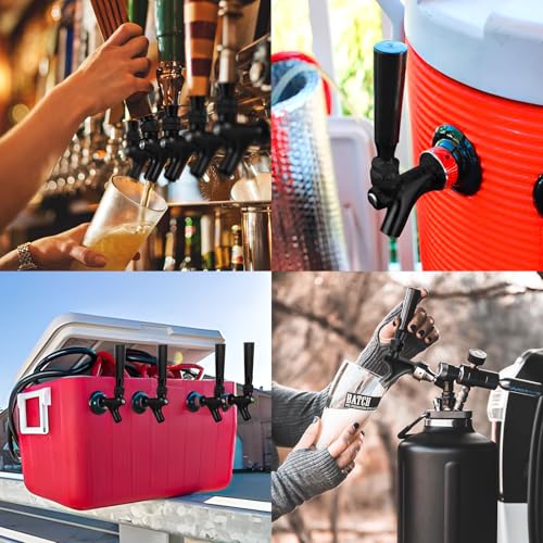 MRbrew Black Beer Faucet, Stainless Steel Core Commercial Kegerator Draft Beer Faucet for Dispenser with Beer Tap Handle & Plug, No Leaks Beer Keg Tap fit Home Bar Homebrew Beer Tower