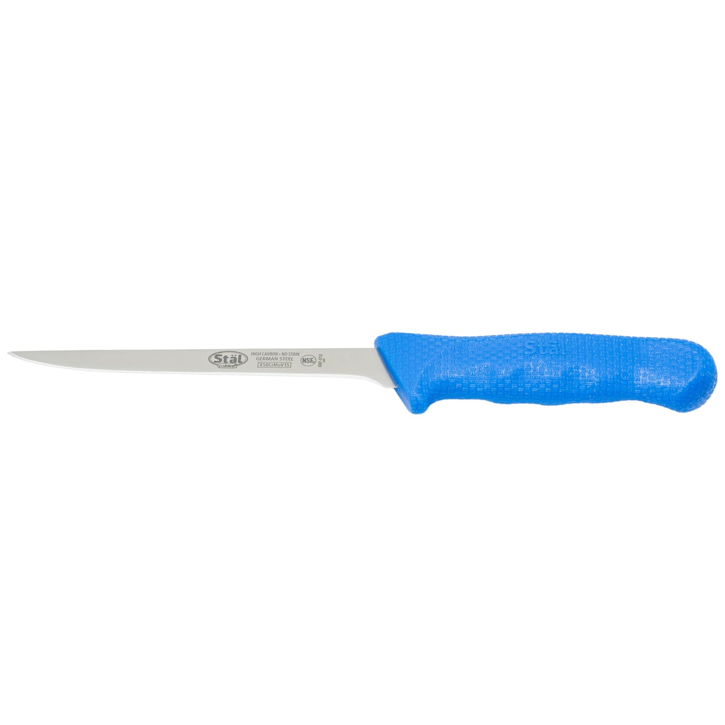 Winco 6" Commercial-Grade German Steel Boning Knife, Narrow, Blue - color: Blue