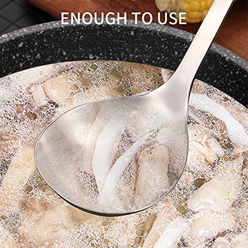 Peohud 4 Pack Soup Ladle Soup Colander, SUS304 Stainless Steel Slotted Hot Pot Ladle Strainer Scoops, Thickening Cooking Skimmer Cookware Utensil for Hotpot Scooping Sauce Serving, 12 Inch