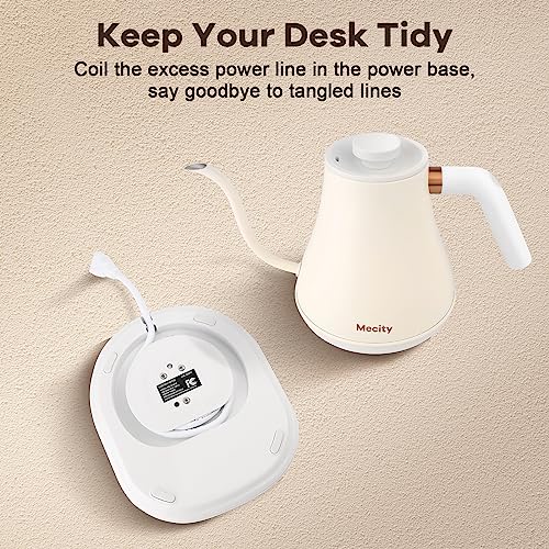 Mecity Electric Gooseneck Kettle With Keep Warm Function & LCD Display Automatic Shut Off Coffee Kettle Temperature Control Pour Over Kettle 1200 Watt, 0.8L, 120V, Off White - color: Milk White