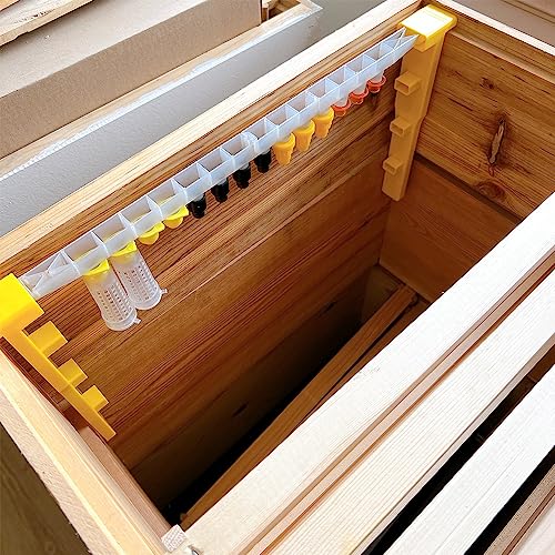 Beekeeping jzbz Queen Cell Cup Holder Frame Bar and Mounted Queen Cell Cups (2 pcs Sides and 4 pcs Cell Cup Holder Bars Plus 50 pcs Cell Cups)