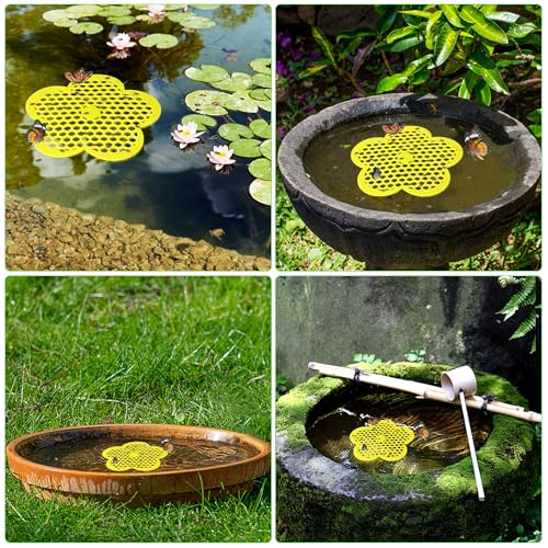 4PCS Bee Watering Station for Garden, 8.66 Inch Flower Floating Bee Island | EVA Foam Butterfly Bee Water Feeder, Floating Bee Waterer Station, Bee Hydration for Bird Bath, Pond, Patio, Outdoor Garden