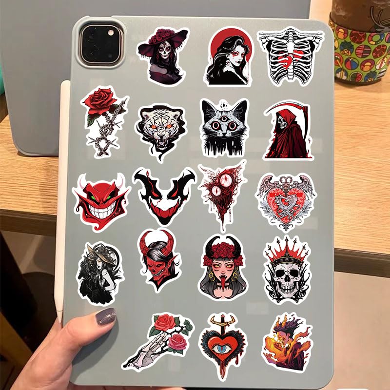 Yoksas Goth Horror Vampire Stickers - 50Pcs Gothic Red Skull Spooky Satanic Stickers for Scrapbook,Laptops,Water Bottles,Halloween Party Supplies,Helmets,Bumper - color: Vampire