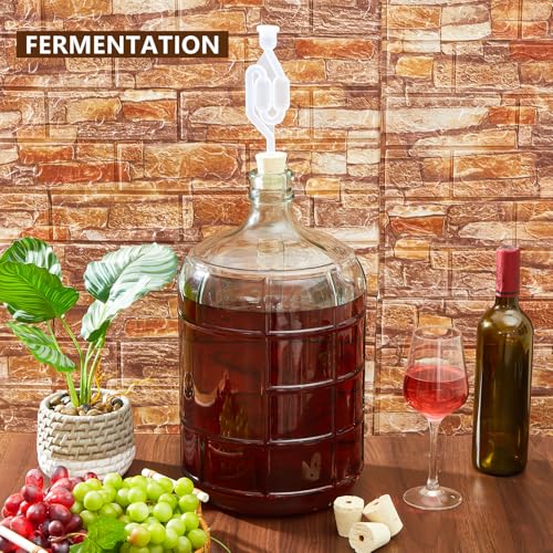 Ziliny 6 Pcs Bubble Airlock Set Include 2 Tapered Cork Stoppers 2 Drilled Fermentation Corks and 2 Twin Bubble Airlock for Most 3 5 6 Gallon Glass Carboy Wood Wine Bottle Stoppers for Home Brewing