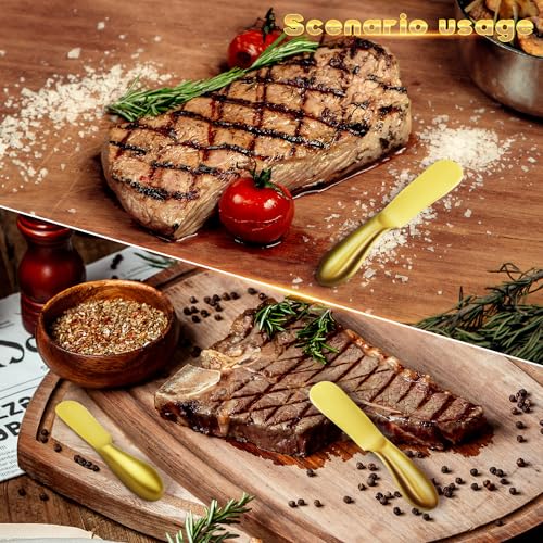 Butter Knife Butter Spreader Knife Gold Butter Knives 4 PCS Cheese Spreader Knives Set Stainless Steel Charcuterie Knives Butter Knife Spreader for Cold Butter Cheese Jam Spreading, MLU047-3BK - color: Gold