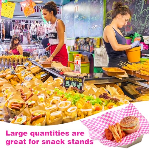 Spakon 1000 Sheets Wax Deli Paper Sheets for Food 12 x 12 Inch Checkered Dry Waxed Deli Basket Liners for Sandwich Wrapping, Food Basket Liners, Picnic party(Hot Pink-white) - color: Hot Pink-white