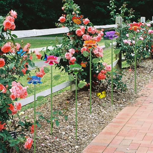 2 Pack Bee Watering Station - Flowers Butterfly Feeder, Bee Water Feeders for Outside, Metal Garden Decor, Bee Baths for Garden Yard Patio (Blue,Yellow) - size: New-flower 2-Pack