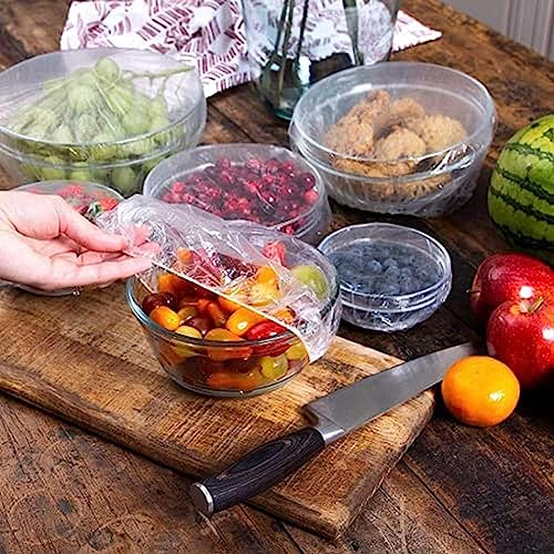 100Pcs Fresh Keeping Bags,Reusable Food Storage Covers, Stretchable Plastic Wrap Bowl Covers with Elastic Edging Stretch (100)