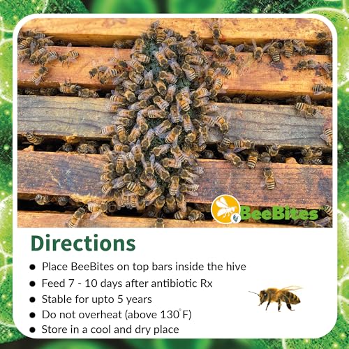 BeeBites: SuperFood for Healthy Hives - Honey Bee Fondant with Spirulina and Chlorella - Probiotics Powered by Algae - Best Food for Queen Immunity - 10 Bars (50g Each) - size: 1 Count (Pack of 10)