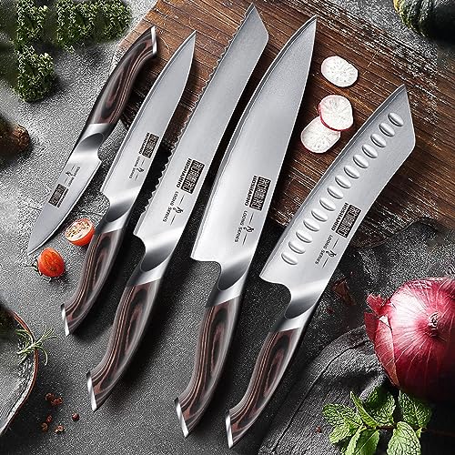 HOSHANHO Knife Set with Magnetic Knife Holder, 6 Pieces Japanese High Carbon Stainless Steel Kitchen Knife Sets, Ultra Sharp Professional Chef Knives Sets - size: 8"