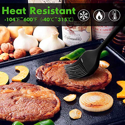 HOTEC 600℉ Heat Resistasnt Basting Brushes, BPA Free Silicone Pastry Brush, Spread Oil Butter Sauce Marinades for BBQ Grill Barbecue Baking Kitchen Cooking Dishwasher Safe (Black 2) - color: Black 2