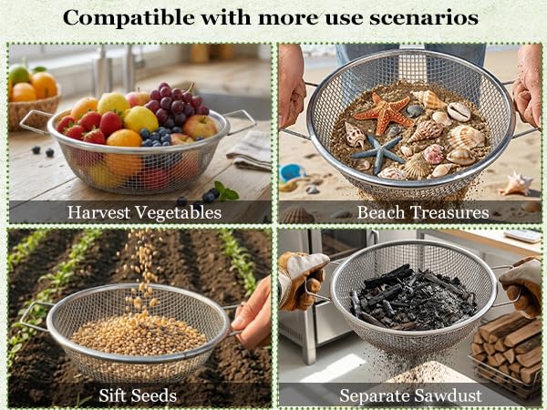 3PCS Soil Sifter for Gardening with Handles - Rock Compost Dirt Sifter for 5 Gallon Bucket, 1/4in,1/8in,3/8in Mesh Garden Sifting Screen Gravel Sawdust Vermicompost with Repotting Mat - size: 3-Piece Set (1/4", 1/8", 3/8" Mesh)