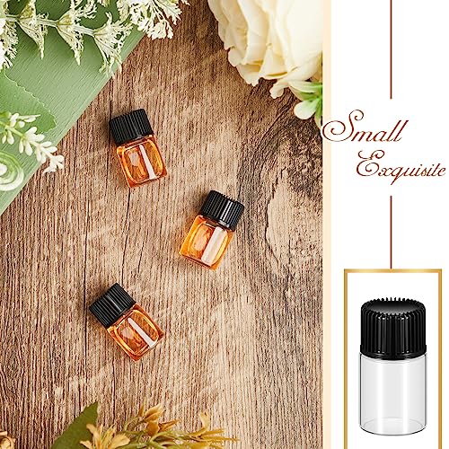 Lallisa 100 Pcs 2 ml Glass Vials with Black Screw Caps and Plastic Stoppers, 1/2 Dram Clear Small Leakproof Bottles Bulk, Mini Liquid Sample Vials for Essential Oils, Sample, DIY Craft - color: Clear with Black Cap, size: 2 ml