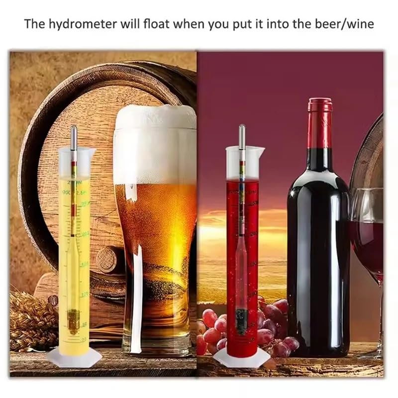 Triple Scale Hydrometer Tester Kit with 250ml Measuring Bottle for Home Brewing