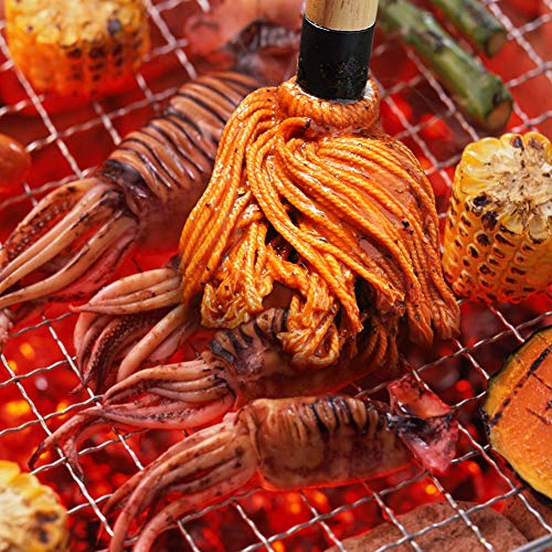 YFWOOD 18 Inch BBQ Mop Sauce Brushes Basting Brush Evenly Sauce Mop | Grill Basting Mop Wooden Long Handle BBQ Mop with 4 Extra Replacement Heads for BBQ Grilling Smoking Steak - color: BBQ Mop Brush