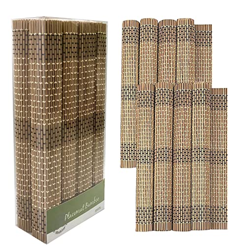 Set of 8 Pcs Bamboo Placemats Natural Anti-Slip Bamboo Placemats Washable Heat-Resistant Table Mats for Dining Room and Kitchen (Brown+White+Black) - color: Brown+white+black, size: Set of 8 Placemat 17.7 x 11.8 inch