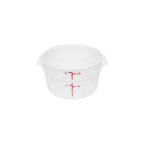 TrueCraftware- 2 Quart White Round Food Storage Container Polypropylene- Commercial Reusable Food Container Canister with Measurement Markings for Meal Prep Pantry Kitchen - size: 2 Quart