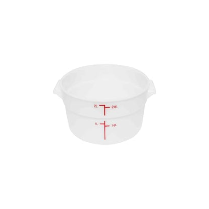 TrueCraftware- 2 Quart White Round Food Storage Container Polypropylene- Commercial Reusable Food Container Canister with Measurement Markings for Meal Prep Pantry Kitchen - size: 2 Quart