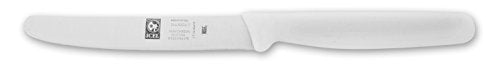 ICEL 4.25 Inch Straight Edge Round Tip Paring Knife, High Carbon German Stainless Steel Blade, Factory-Sharp Edge, Non-Slip Textured White Polypropylene Handle - color: White
